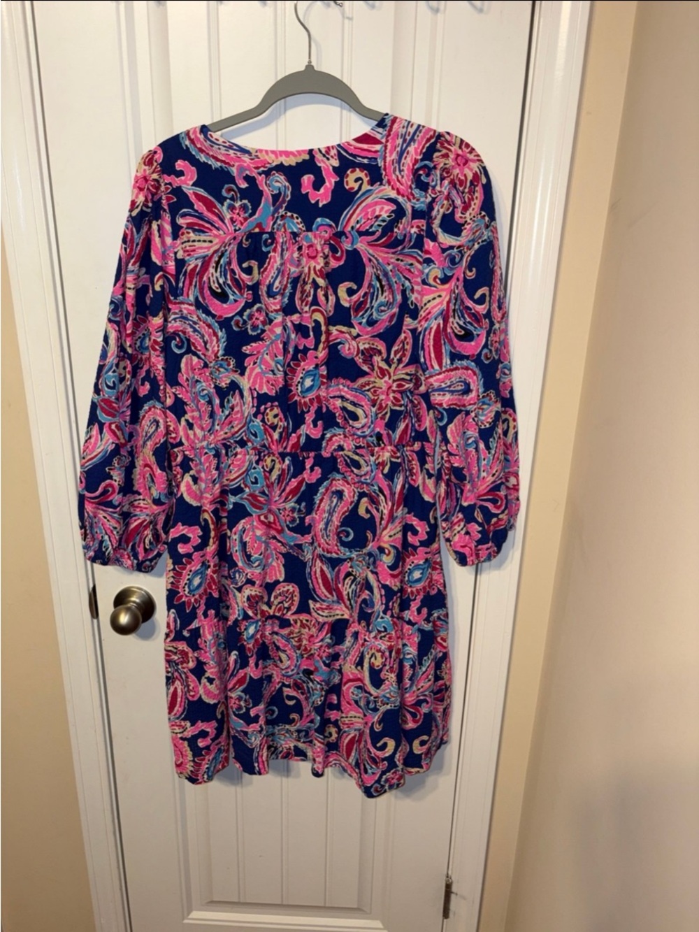 Lilly Pulitzer Navy Dress with Pink Paisley Print - Picture 9 of 10